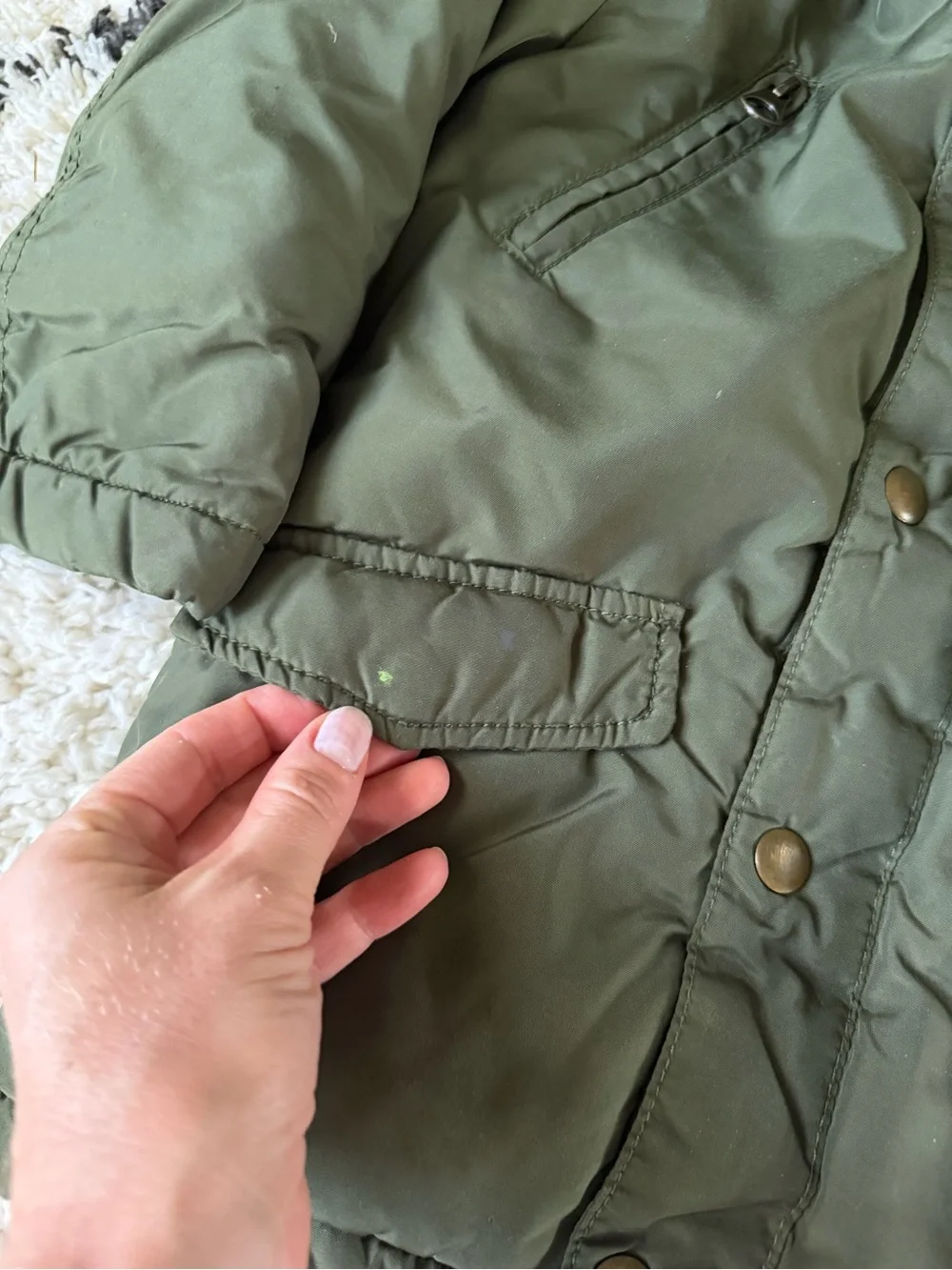 H&M Olive Green Puffer Hooded Kids Coat 4-5 year old